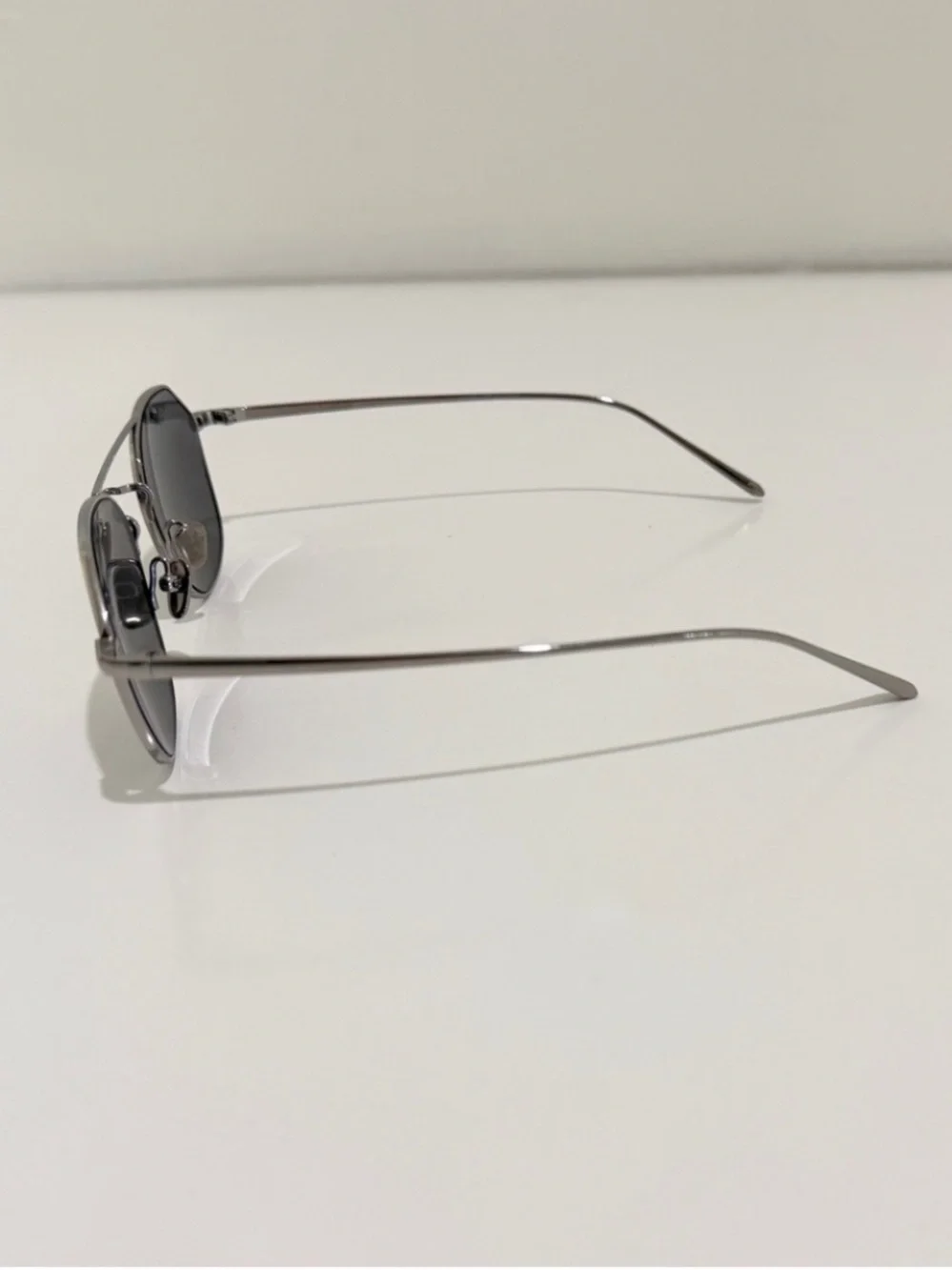 Linda Farrow Dante LFL977 Sunglasses 22K White Gold Aviator NIB Full Set